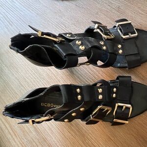BCBGeneration Black and Gold Heeled Boots